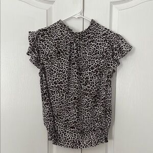 Soho Black and White Flutter Sleeve Blouse